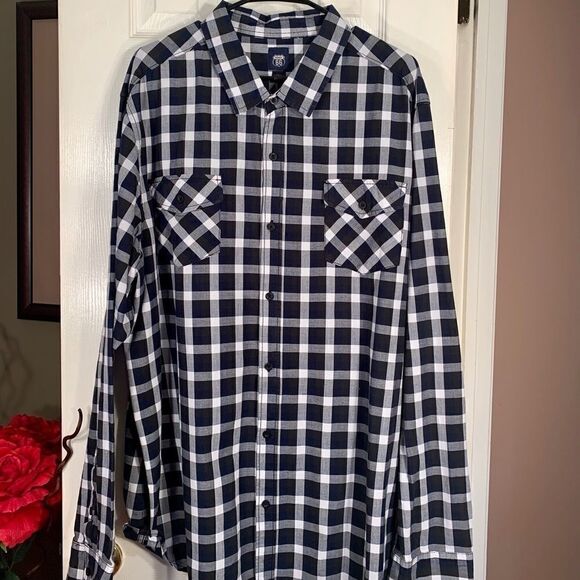 Black and White Long Sleeve Button Down Shirt - Picture 1 of 4